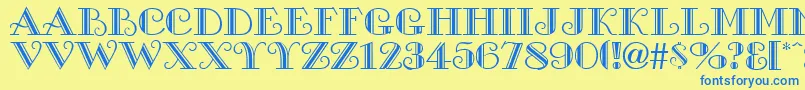 TacomaRegular-Schriftart – Blaue Schriften auf gelbem Hintergrund