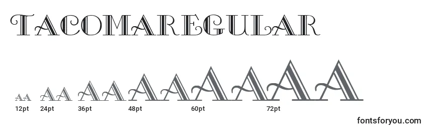 TacomaRegular Font Sizes