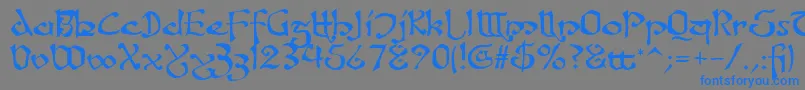 フォントFanjofey – 灰色の背景に青い文字
