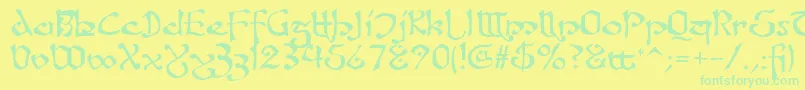 Fanjofey Font – Green Fonts on Yellow Background