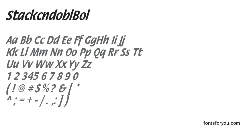 Czcionka StackcndoblBol – alfabet, cyfry, specjalne znaki