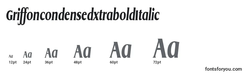 Größen der Schriftart GriffoncondensedxtraboldItalic
