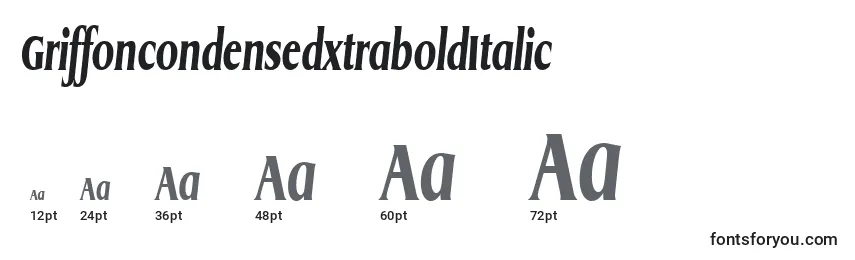 GriffoncondensedxtraboldItalic-fontin koot