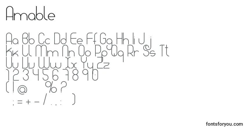 Schriftart Amable – Alphabet, Zahlen, spezielle Symbole