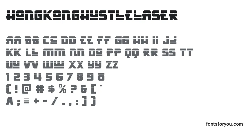 Czcionka Hongkonghustlelaser – alfabet, cyfry, specjalne znaki