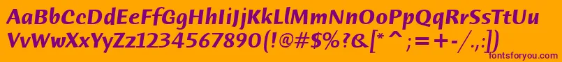 HumanaSansItcBoldItalic Font – Purple Fonts on Orange Background