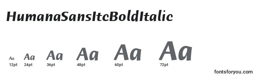 HumanaSansItcBoldItalic Font Sizes