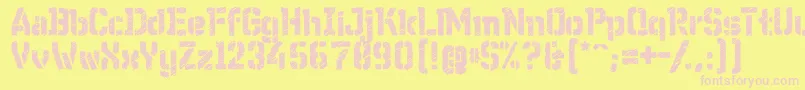WcWunderbachRoughBta-fontti – vaaleanpunaiset fontit keltaisella taustalla