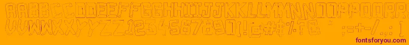 Decade3D-Schriftart – Violette Schriften auf orangefarbenem Hintergrund