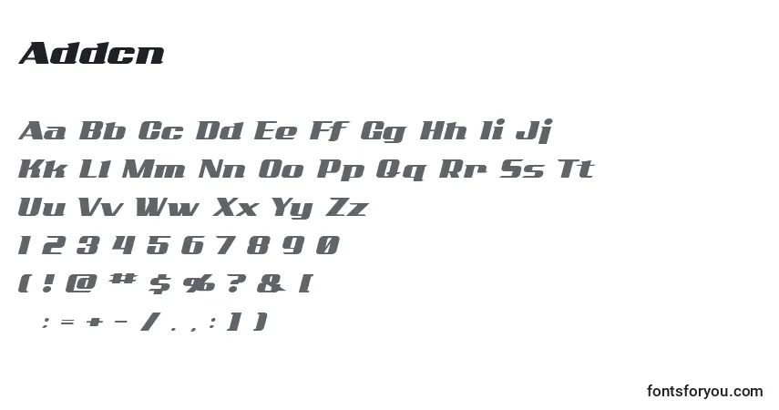 Schriftart Addcn – Alphabet, Zahlen, spezielle Symbole