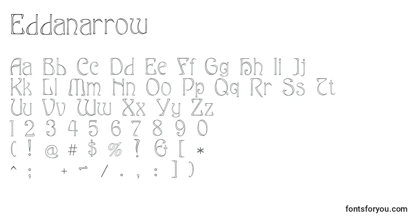 A fonte Eddanarrow (55487) – alfabeto, números, caracteres especiais