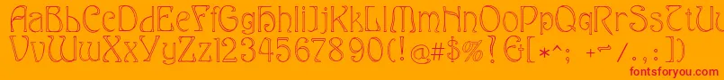Eddanarrow-Schriftart – Rote Schriften auf orangefarbenem Hintergrund