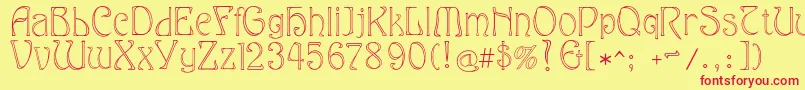 Eddanarrow-Schriftart – Rote Schriften auf gelbem Hintergrund