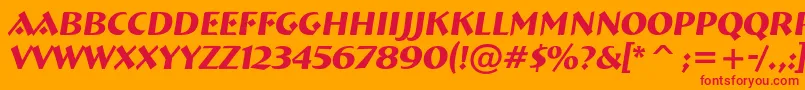 Czcionka ABremenItalic – czerwone czcionki na pomarańczowym tle
