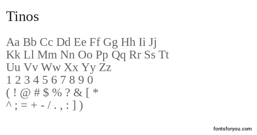 Шрифт Tinos – алфавит, цифры, специальные символы