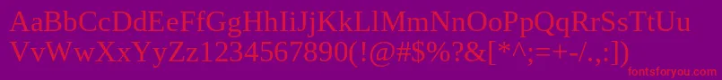 Tinos Font – Red Fonts on Purple Background