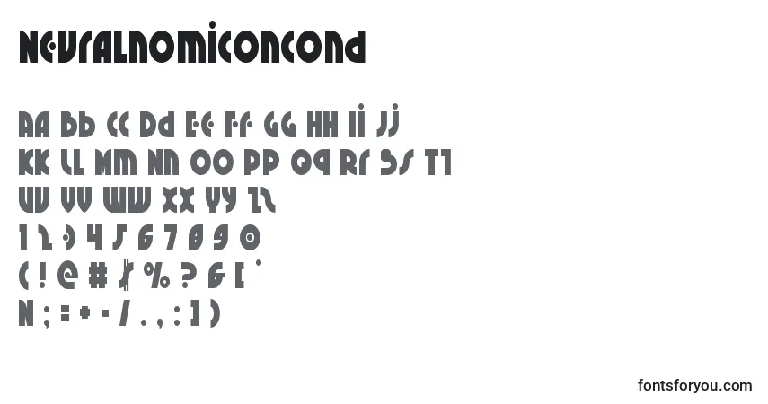 Czcionka Neuralnomiconcond – alfabet, cyfry, specjalne znaki