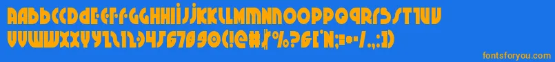 Neuralnomiconcond-Schriftart – Orangefarbene Schriften auf blauem Hintergrund