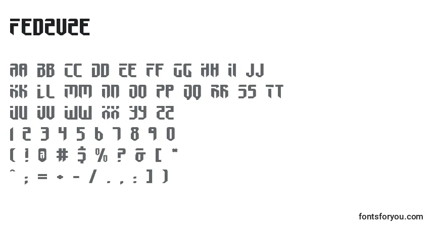 Schriftart Fed2v2e – Alphabet, Zahlen, spezielle Symbole