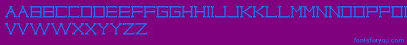 TypoCapitalRegularSoloLetrasParaDafont-Schriftart – Blaue Schriften auf violettem Hintergrund