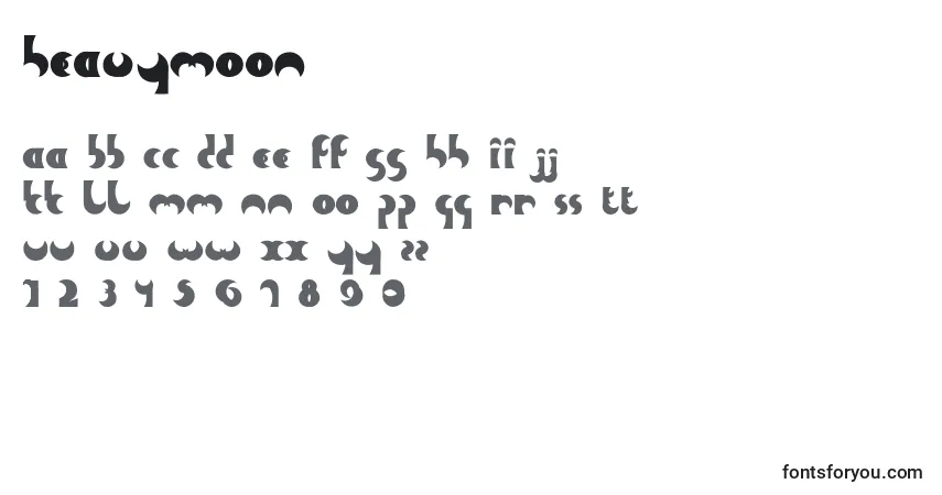 characters of heavymoon font, letter of heavymoon font, alphabet of  heavymoon font