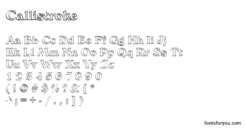 Czcionka Callistroke – alfabet, cyfry, specjalne znaki