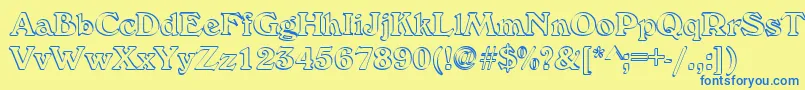 フォントCallistroke – 青い文字が黄色の背景にあります。