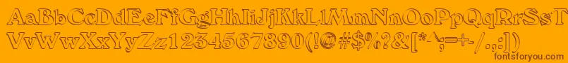 Callistroke-Schriftart – Braune Schriften auf orangefarbenem Hintergrund