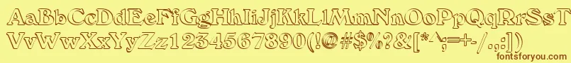 フォントCallistroke – 茶色の文字が黄色の背景にあります。