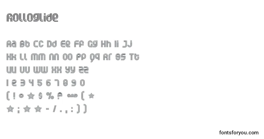 Czcionka Rolloglide – alfabet, cyfry, specjalne znaki