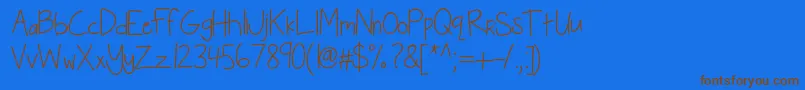 Kbseriouslyintoher-Schriftart – Braune Schriften auf blauem Hintergrund