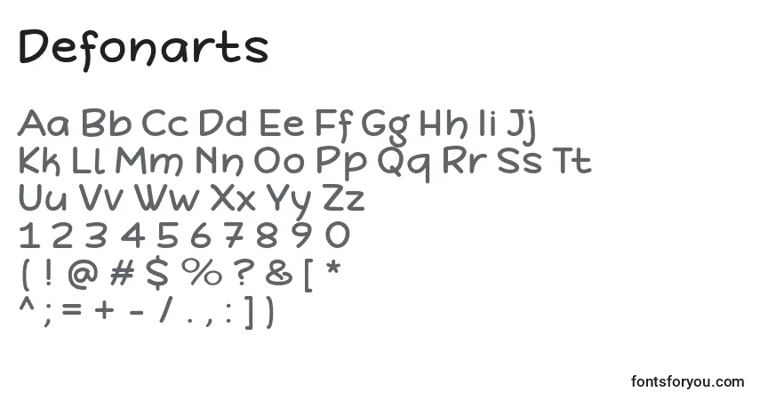 Fuente Defonarts - alfabeto, números, caracteres especiales