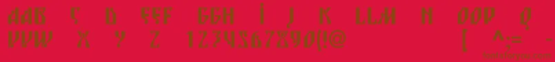 Blagovestsixc Font – Brown Fonts on Red Background