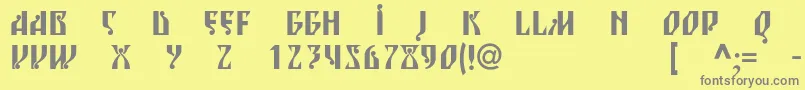 フォントBlagovestsixc – 黄色の背景に灰色の文字