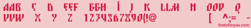 フォントBlagovestsixc – ピンクの背景に赤い文字