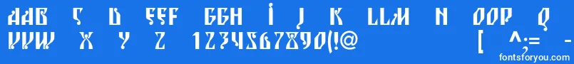 フォントBlagovestsixc – 青い背景に白い文字