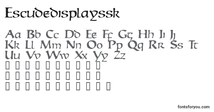 A fonte Escudedisplayssk – alfabeto, números, caracteres especiais
