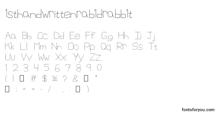 A fonte 1sthandwrittenrab1drabb1t – alfabeto, números, caracteres especiais