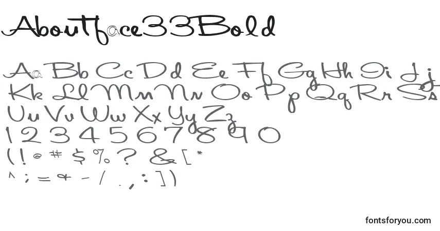 A fonte Aboutface33Bold – alfabeto, números, caracteres especiais