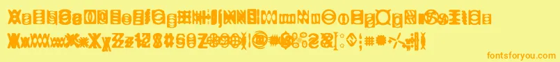 Ritualtwo-Schriftart – Orangefarbene Schriften auf gelbem Hintergrund