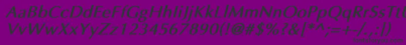 フォントUltimaBoldItalic – 紫の背景に黒い文字