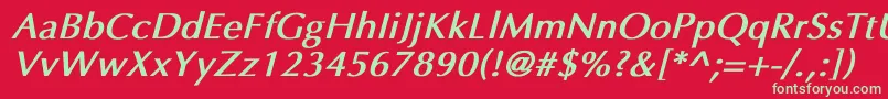 UltimaBoldItalic Font – Green Fonts on Red Background