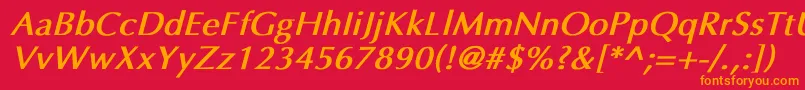 フォントUltimaBoldItalic – 赤い背景にオレンジの文字