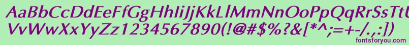 UltimaBoldItalic Font – Purple Fonts on Green Background