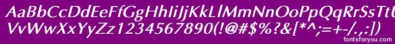 フォントUltimaBoldItalic – 紫の背景に白い文字