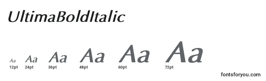Размеры шрифта UltimaBoldItalic