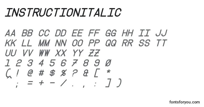 InstructionItalicフォント–アルファベット、数字、特殊文字