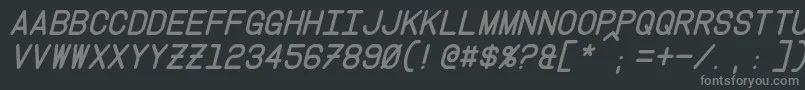 Fonte InstructionItalic – fontes cinzas em um fundo preto