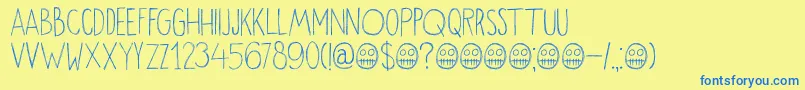 DkOkiku Font – Blue Fonts on Yellow Background