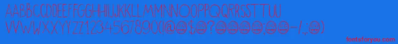 DkOkiku Font – Red Fonts on Blue Background